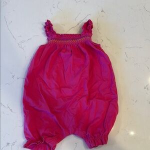 Hanna Andersson . Pink Ruffled Baby Romper